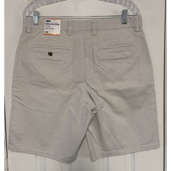 Old Navy Shorts Men's Sz 32 Gray Mini Stripe Chino Ultimate Slim 10" Inseam NWT - Picture 3 of 12